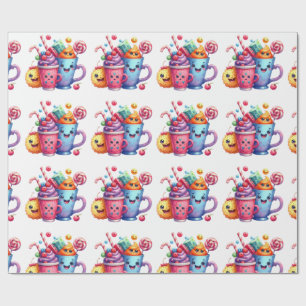 Papel de regalo Kawaii Dulces y Tazas de Café Dulc