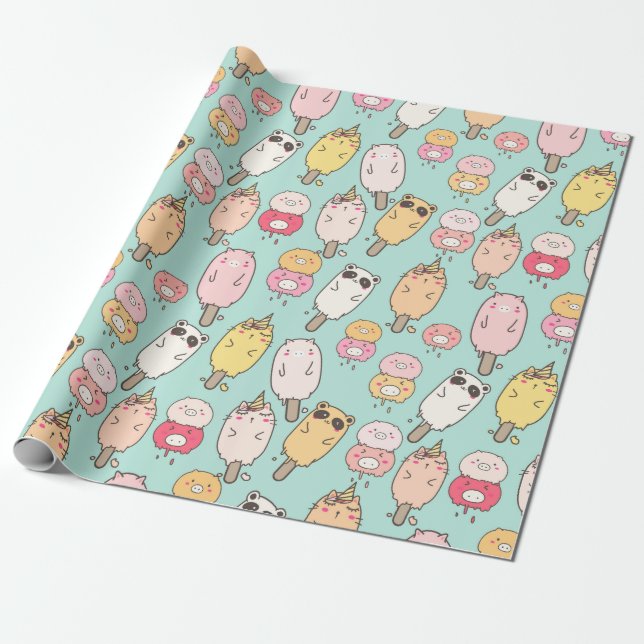 Papel De Regalo Kawaii Food Wrapping Paper (Desenrollado)