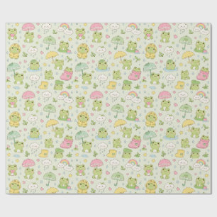 Papel De Regalo Kawaii Frog Rainy Day Pattern Wrapping Paper