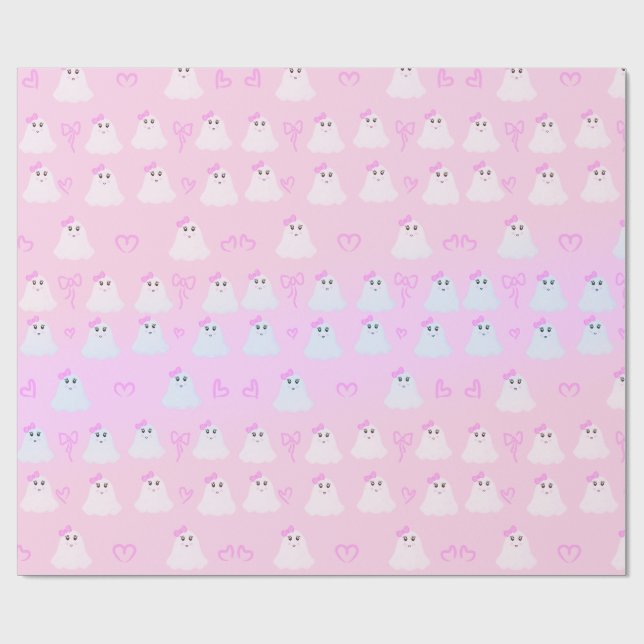 Papel De Regalo Kawaii Halloween | Cute Pastel Ghosts (Superficie plana)