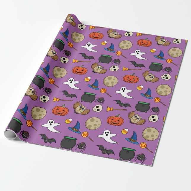 Papel De Regalo Kawaii Halloween Pack (Desenrollado)