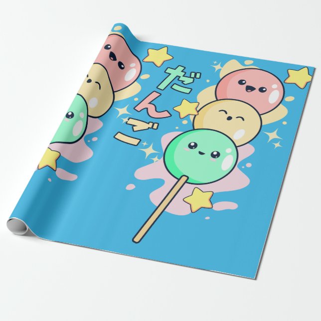 Papel De Regalo Kawaii Hanami Dango (Desenrollado)