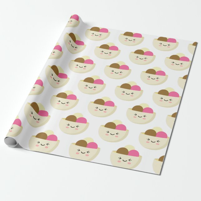 Papel De Regalo Kawaii Ice Cream (Desenrollado)
