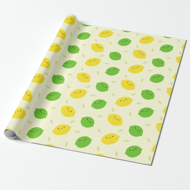 Papel De Regalo Kawaii Lemons & Limes (Desenrollado)