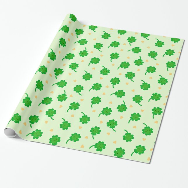 Papel De Regalo Kawaii Lucky Clover (Desenrollado)