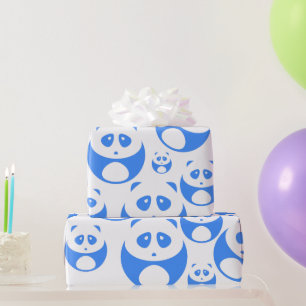 Papel De Regalo Kawaii Panda Baby Blue and White Pattern