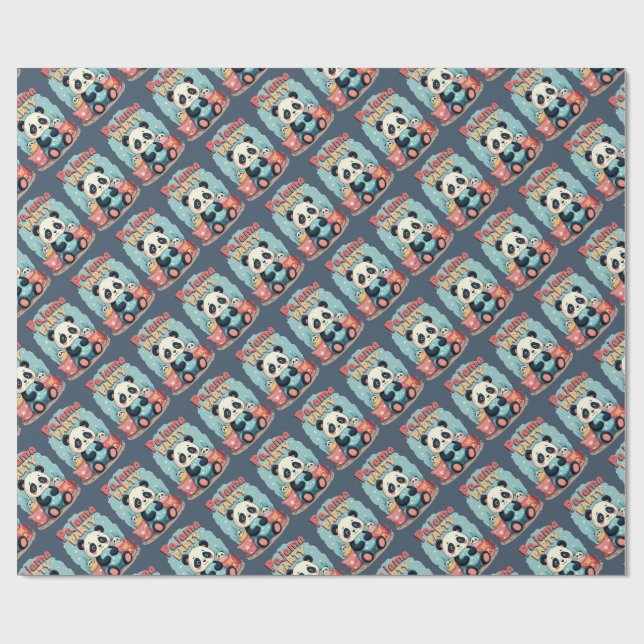 Papel De Regalo Kawaii Panda Pajama Fiesta Cosy Sleepover Estética (Superficie plana)