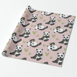 Papel De Regalo Kawaii Panda Personalizado Patrón animal verano li