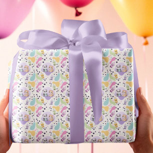 Papel De Regalo Kawaii Panda y Tiger Bubble Tea Kids Cumpleaños