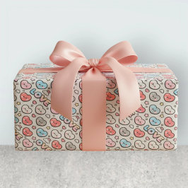 Papel De Regalo Kawaii Smiling Hearts Gradient LOVE Pattern