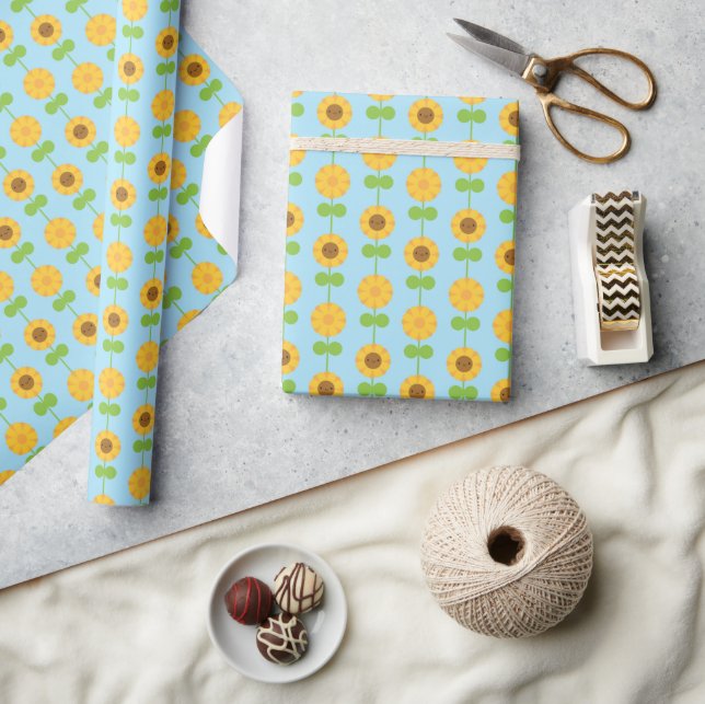 Papel De Regalo Kawaii Sunflowers (Artesanía)