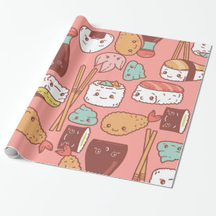 Papel De Regalo kawaii sushi tempura rosa