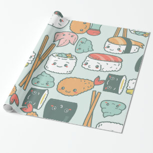 Papel De Regalo kawaii verde sushi tempura lindo