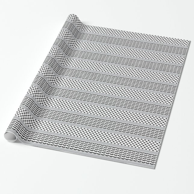 Papel De Regalo Keffiyeh blanco y negro palestino (Desenrollado)