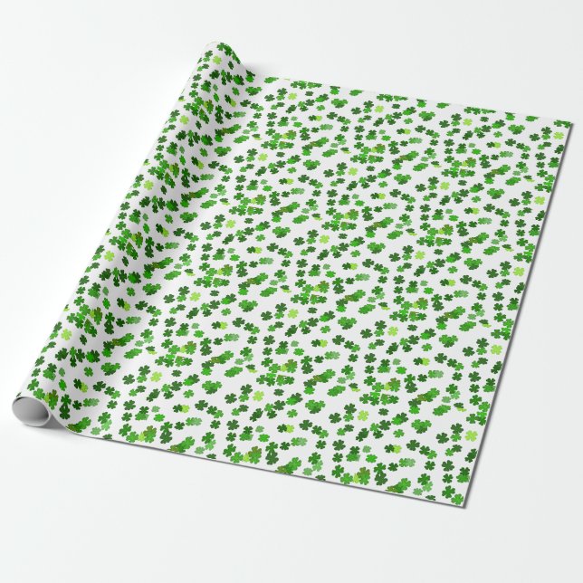 Papel De Regalo Kelly verde “Shamrocks Falling” (Desenrollado)