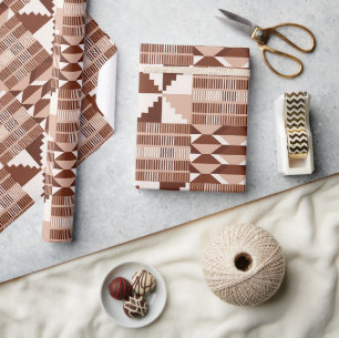 Papel De Regalo Kente Block - Arcilla Terracota