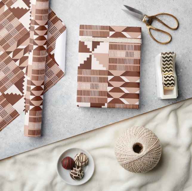 Papel De Regalo Kente Block - Arcilla Terracota (Artesanía)