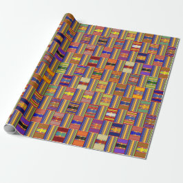 Papel De Regalo Kente K45 de vidrio con manchas múltiples de color