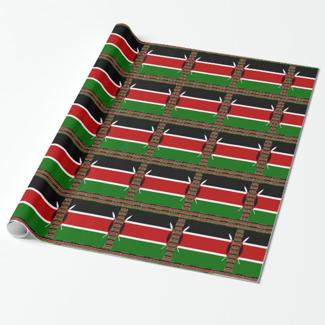 Papel De Regalo Kenya Seamless Flags Borde tramas de arte (Desenrollado)