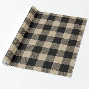 Papel De Regalo Khaki Negro Enorme Búfalo Plaid Lumberjack Tartán