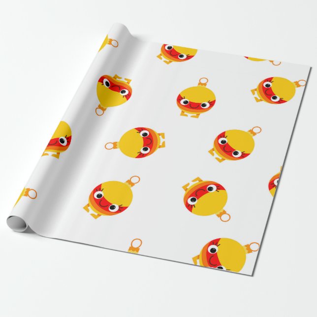 Papel De Regalo Kids Christmas Cute Cartoon Tree Ornaments (Desenrollado)