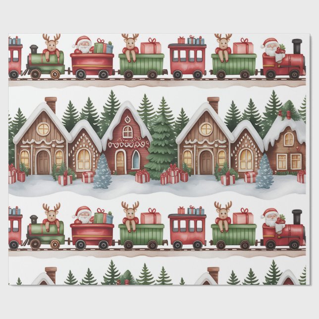 Papel De Regalo Kids Christmas Wrapping Paper – Toyland and Train  (Superficie plana)