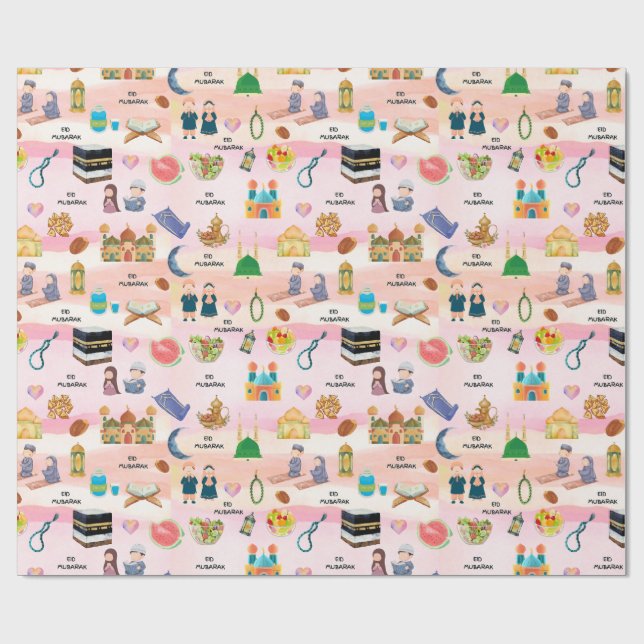 Papel De Regalo Kids Islamic Gift Wrap – Colourful Eid & Ramadan (Superficie plana)