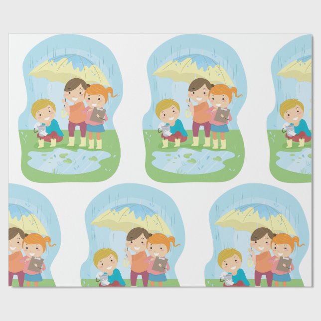 Papel De Regalo Kids Science Nature Study in Rain (Superficie plana)