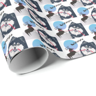 Papel De Regalo KIITOS SANTA- Perro de pastor finlandés regalo env