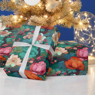 Papel De Regalo Kimono Sakura japonés y peonía