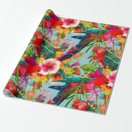Papel De Regalo King Parrot Tropical Blooms Pattern