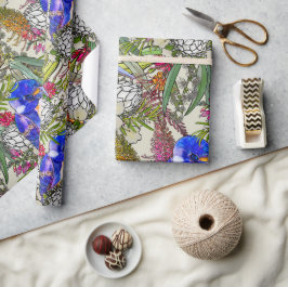 Papel De Regalo Kingfisher y flores nativas australianas