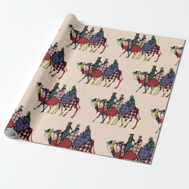 Papel De Regalo Kings Viaja Para Ver Al Niño Jesús (Desenrollado)