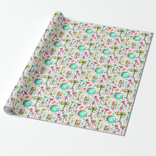 Papel De Regalo Kit de tambor: acuarela Memphis Retro.