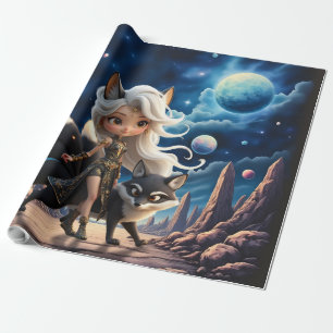 Papel De Regalo Kitsune Celestial – Guardián de las Cuatro Colas.