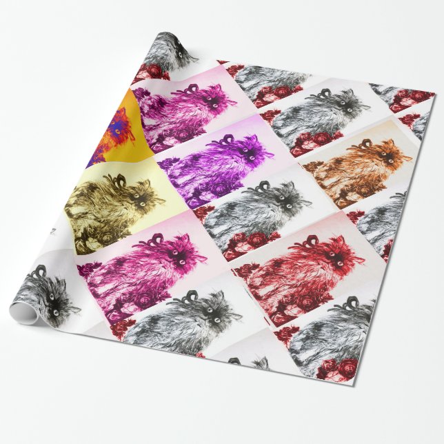 PAPEL DE REGALO KITTEN CON ROSAS ROJAS (Desenrollado)