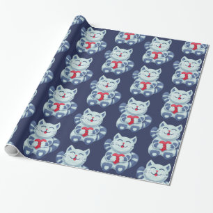 Papel De Regalo Kitty Con Corazón Enamorado Gato Azul