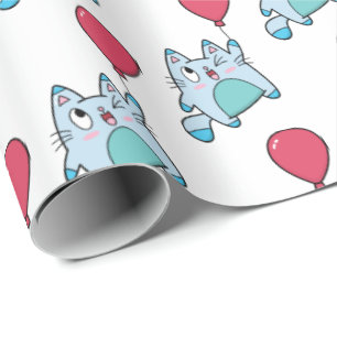 Papel De Regalo Kitty lindo con globo