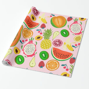 Papel De Regalo kiwi pomegranato de dragón tropical