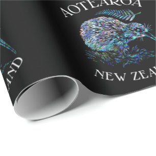 PAPEL DE REGALO KIWI Y HELECHO PAUA DE NUEVA ZELANDA