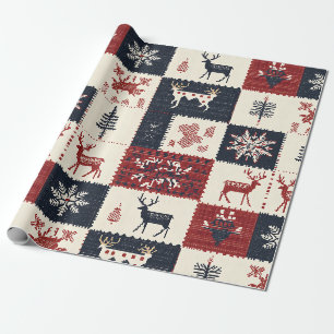 Papel De Regalo Knit Navidades nórdicos Renos y copos de nieve