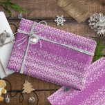 Papel De Regalo Knitted Stitch Pattern11 Orchid Pink ID208<br><div class="desc">For some holiday fun,  wrap your gift in this 'Ugly Sweater' knit pattern that features traditional geometrics in orchid and white. Search ID208 to see additional products with this design and more knitted stitch patterns.</div>