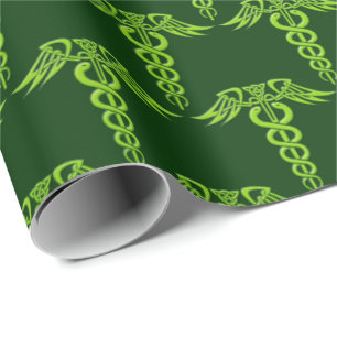 Papel De Regalo Knot Caduceus celta verde