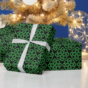 Papel De Regalo Knot de Escudo Celta Verde y Negro