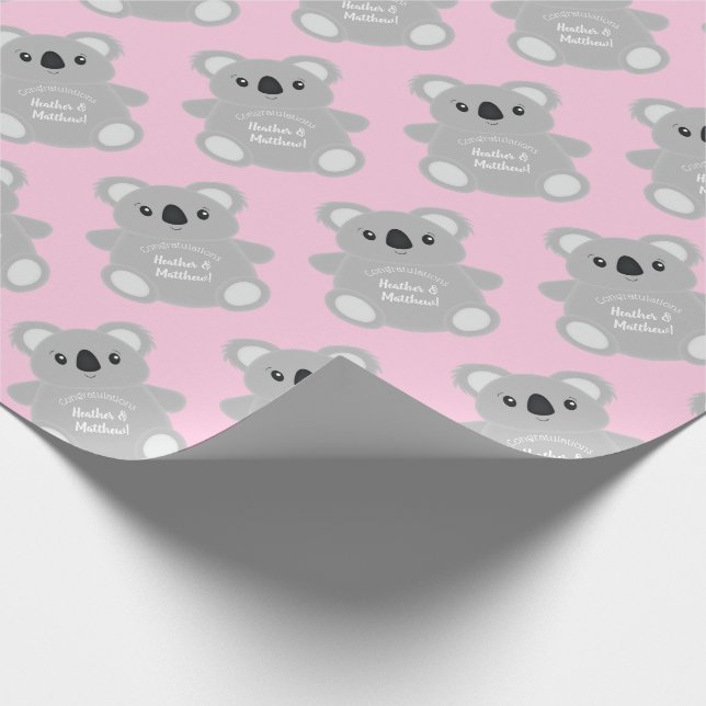 Papel De Regalo Koala Bear Baby Shower Chica (Esquina)