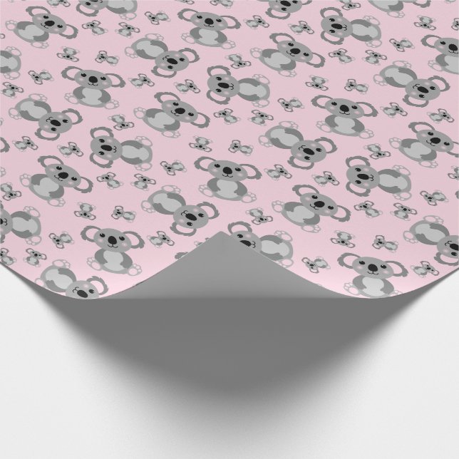 Papel De Regalo Koala Bear Baby Shower Chica Rosa (Esquina)