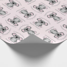 Papel De Regalo Koala Bear Baby Shower Chica Rosa