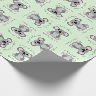 Papel De Regalo Koala Bear Baby Shower Green Gender Neutral