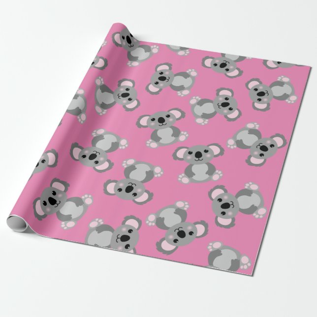 Papel De Regalo Koala Bear Cute Kid Birday Party (Desenrollado)