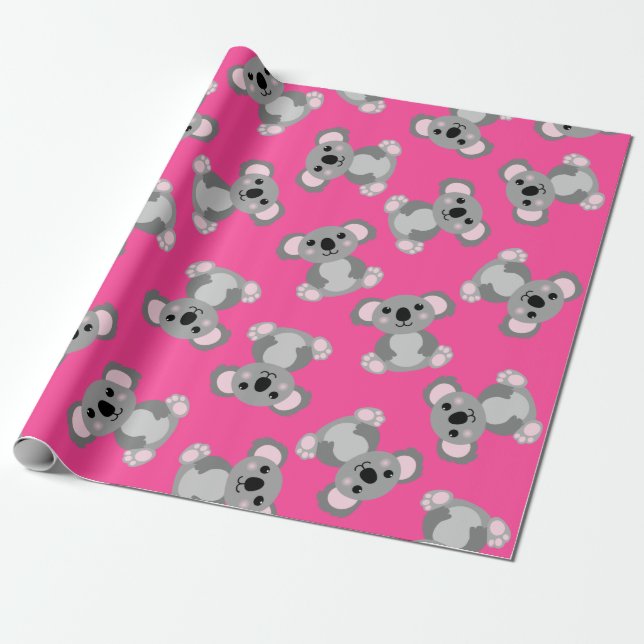 Papel De Regalo Koala Bear Cute Kid Birday Party (Desenrollado)